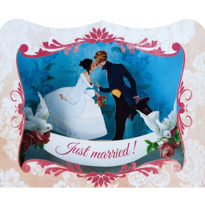 3D Grußkarte " Just married " - Brautpaar